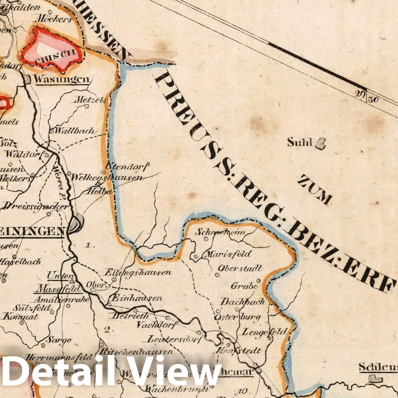 Meiningen-Hildburghausen, Germany 1825 Historical Map Print