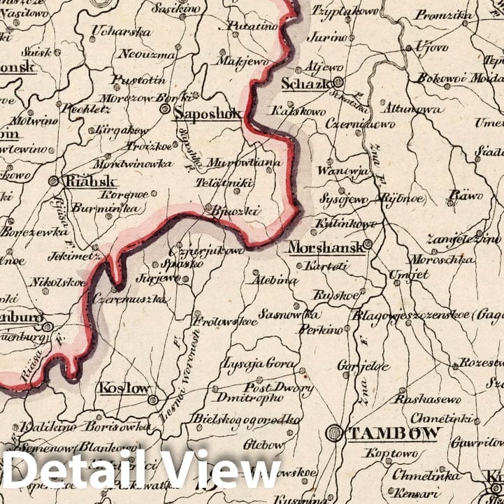 Historic Map : Russia, V.3:11-15:XIII. Russland. Gouv: 18. Tambow. 19. Riaesan, 1829 Atlas , Vintage Wall Art