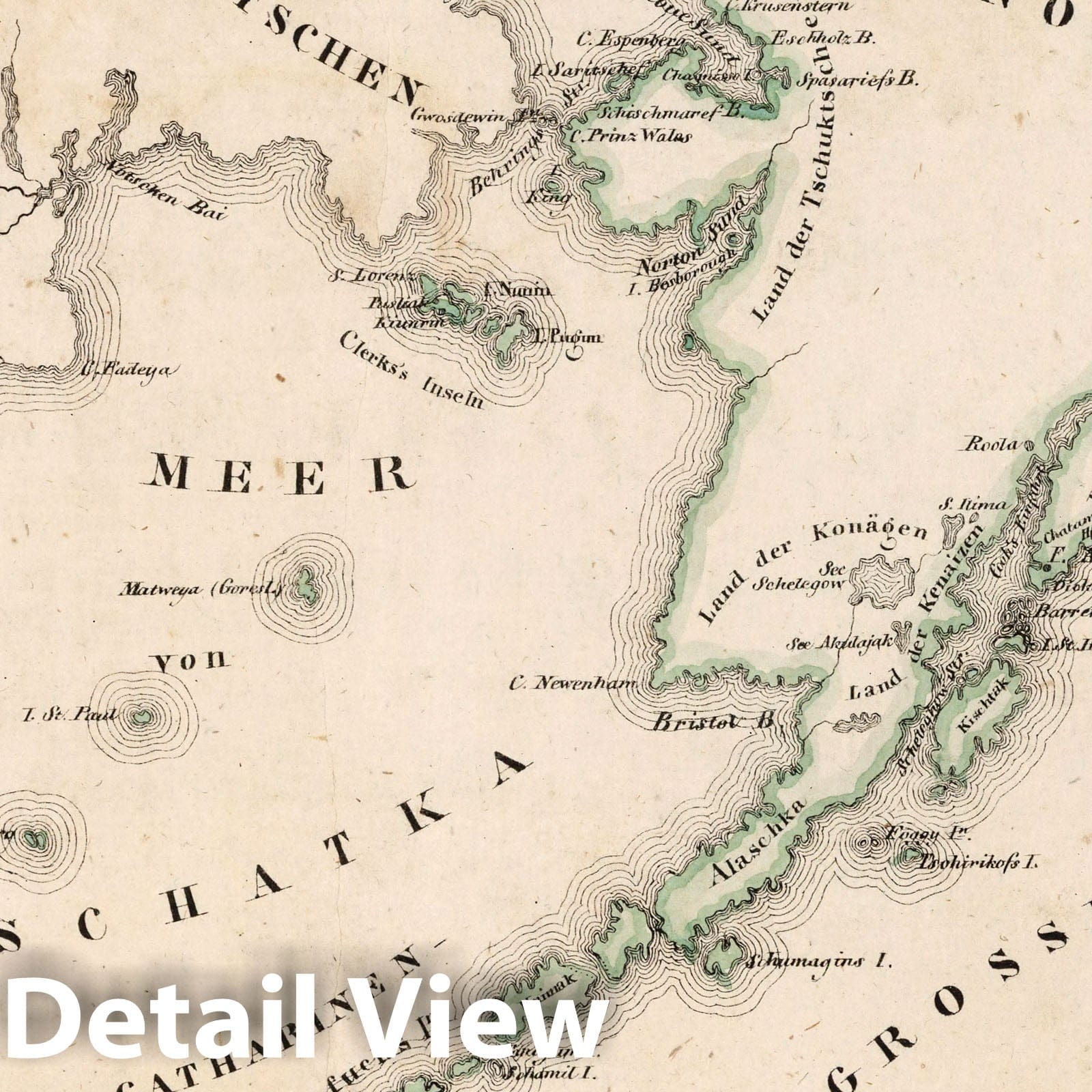 Russia and Alaska, 1829 - Historical Map Print