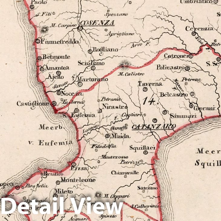Kingdom of the Two Sicilies and Naples - Prov. 13-15, 1829 Map Print