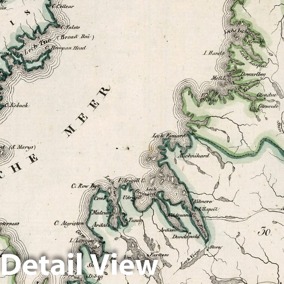 North Scotland - Boundary Map, 1830 - Hand-Colored Historical Map Print