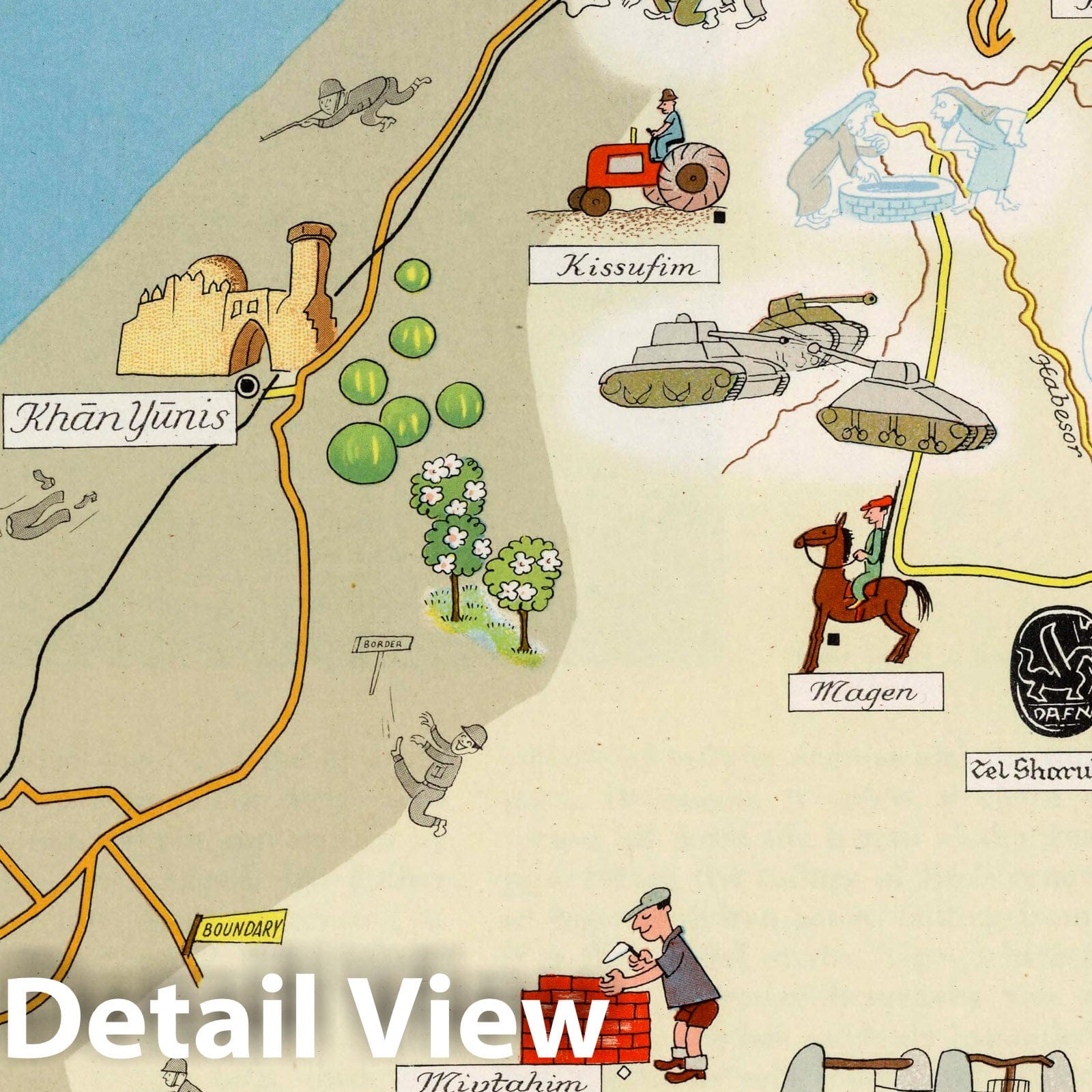 Beeri - Pictorial Map, 1957 - Historical Map Reproduction