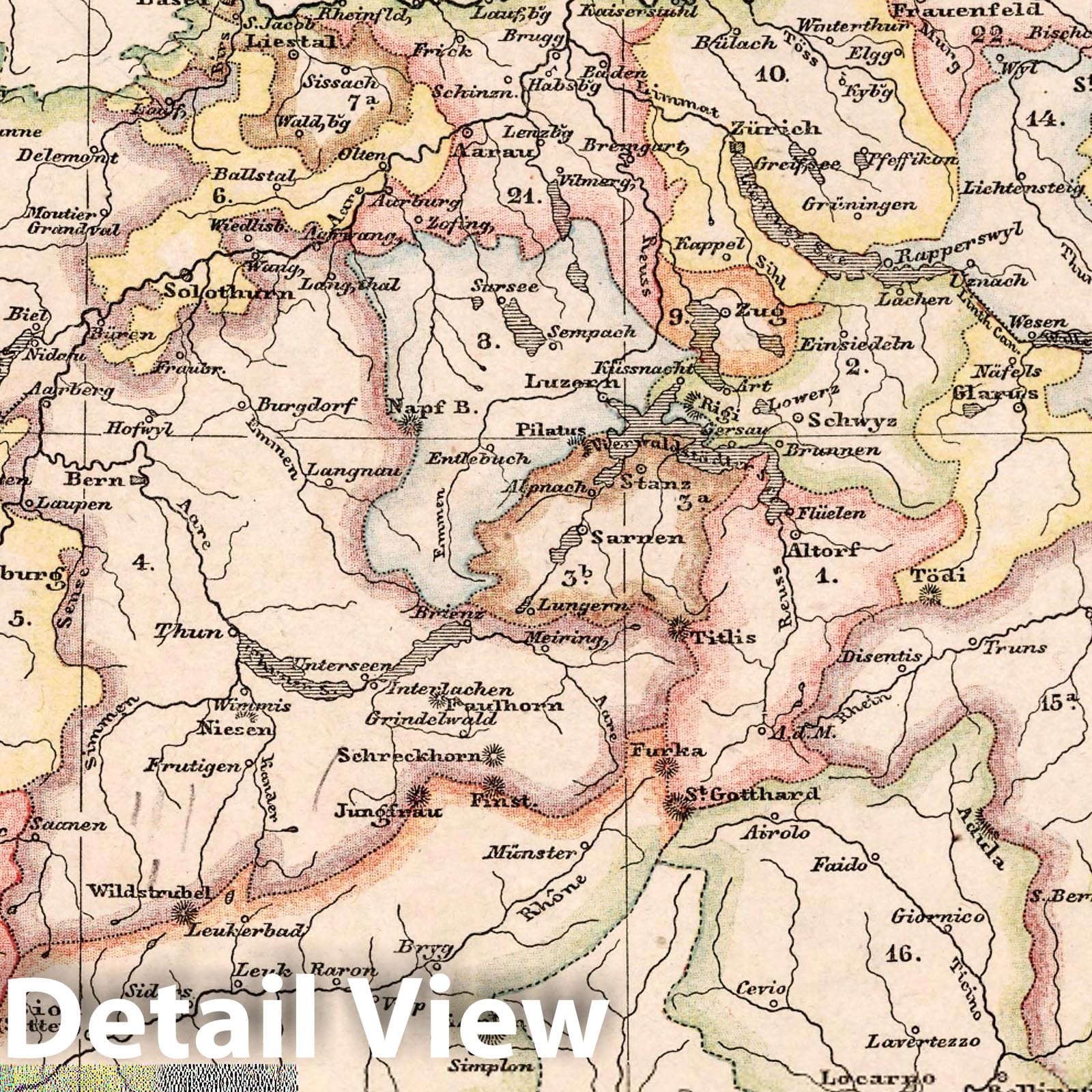 Switzerland 1872 Historical Map Print - Sydow's Schul-Atlas
