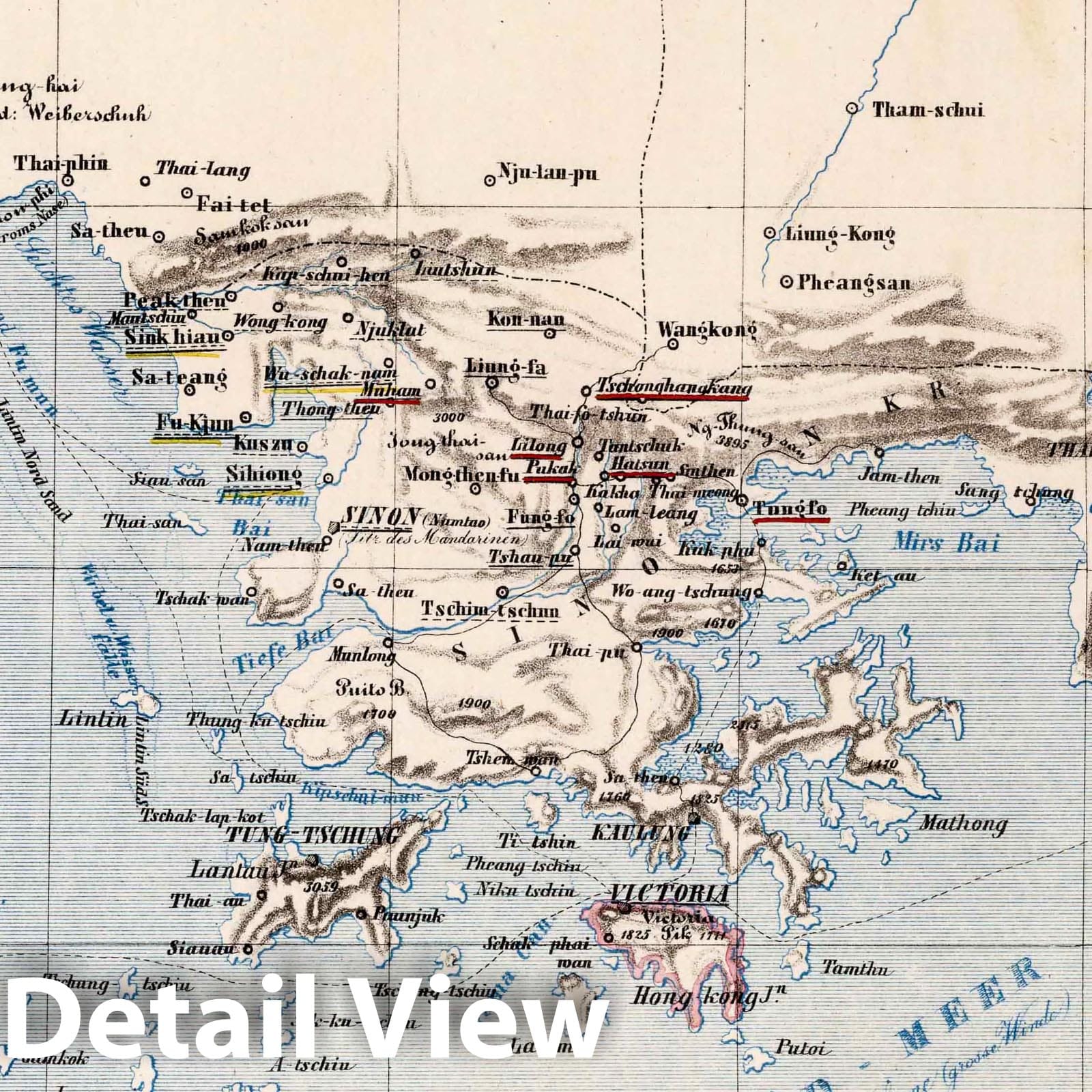 Shanan District, Canton, China 1859 Historical Map Print