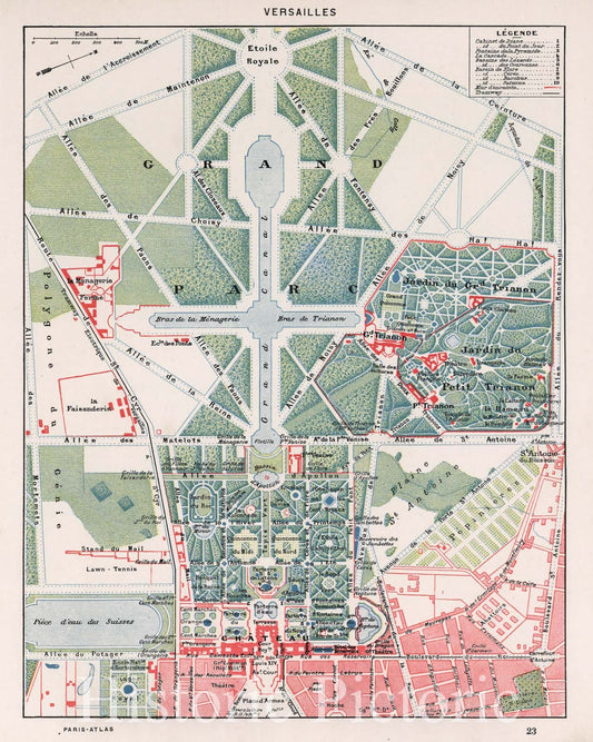 Versailles, France 1900 Historical Map Print