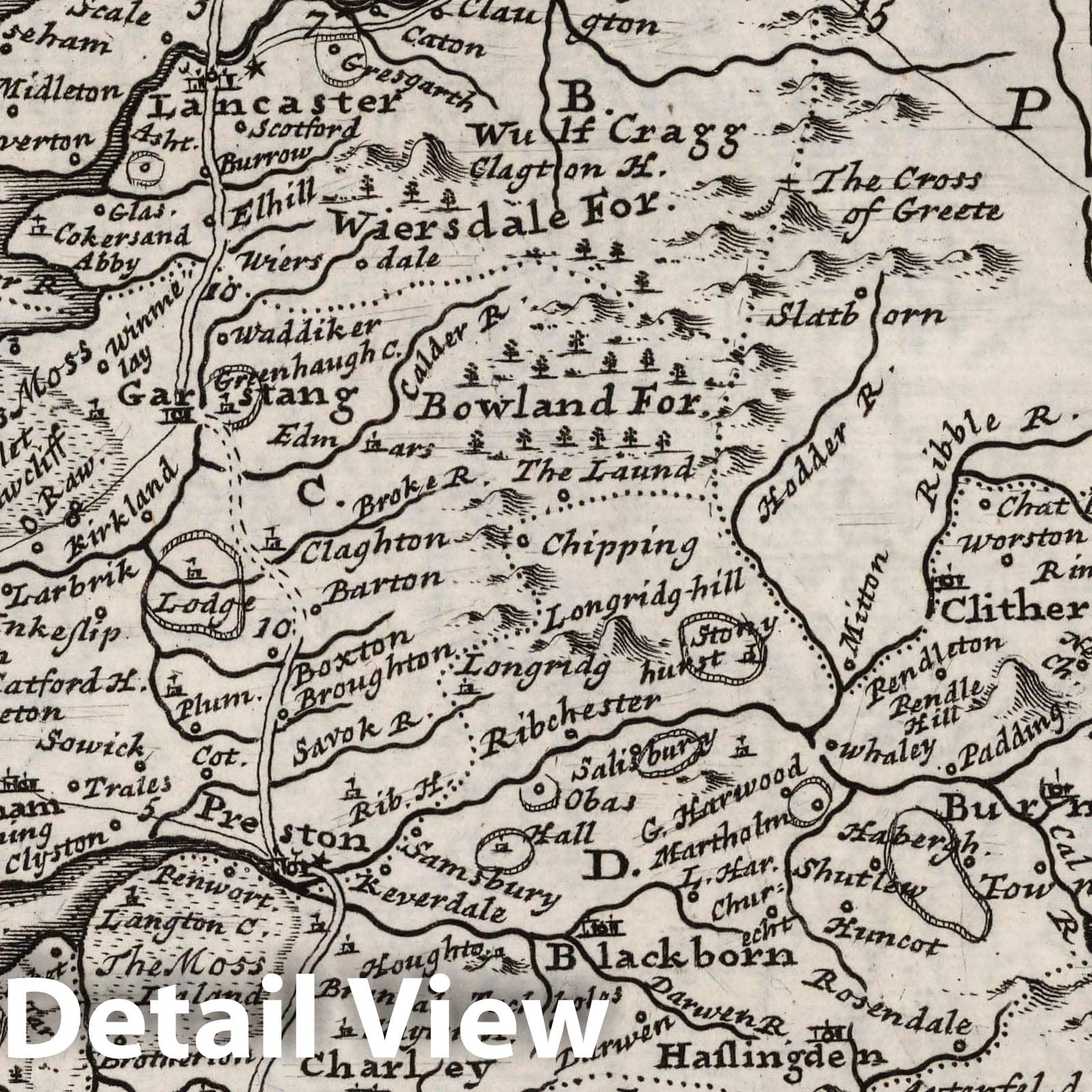 Lancashire, England - Road Map, 1724 by Herman Moll