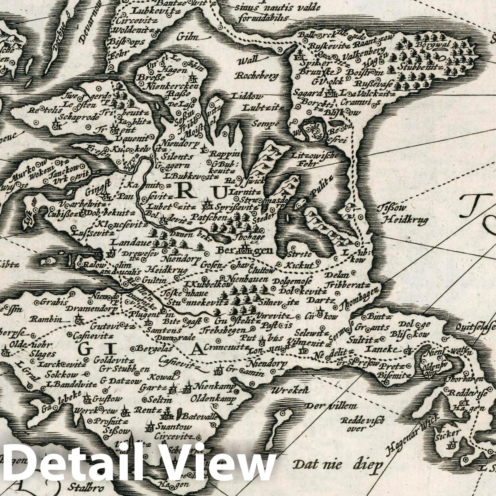 Historic Map : Germany, Rugiae. Atlas sive Cosmographicae Meditationes de Fabrica Mundi et fabricati Figura, 1636 Atlas , Vintage Wall Art