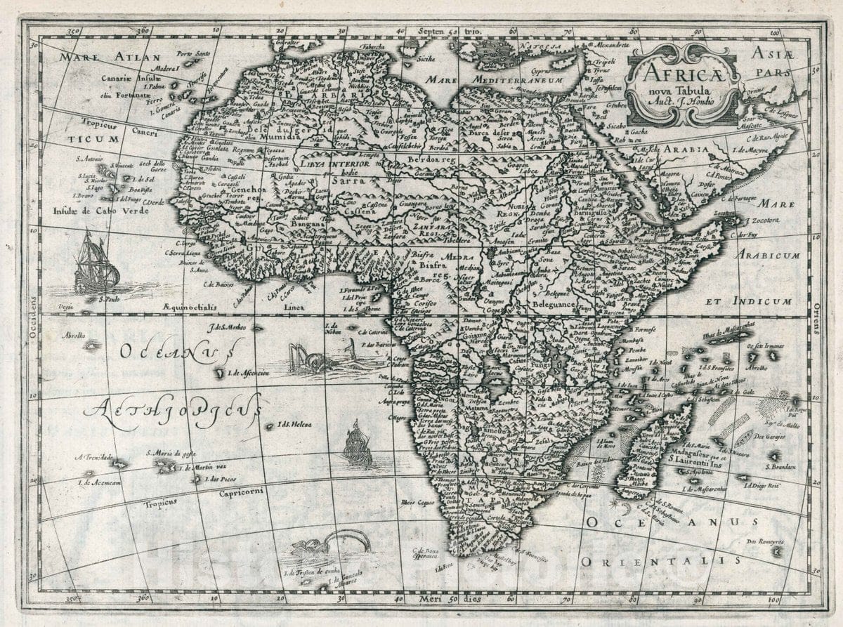 Historic Map : Africae nova Tabula. Auct. J. Hondio, 1636 Atlas - Vintage Wall Art