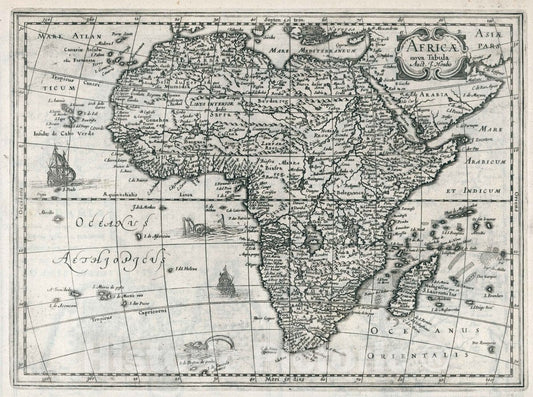 Historic Map : Africae nova Tabula. Auct. J. Hondio, 1636 Atlas - Vintage Wall Art