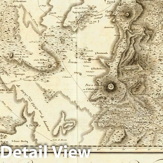Historic Map : Plateau de la Ville de Mexico jusqu'au Port de la Veracruz., 1811, Vintage Wall Decor