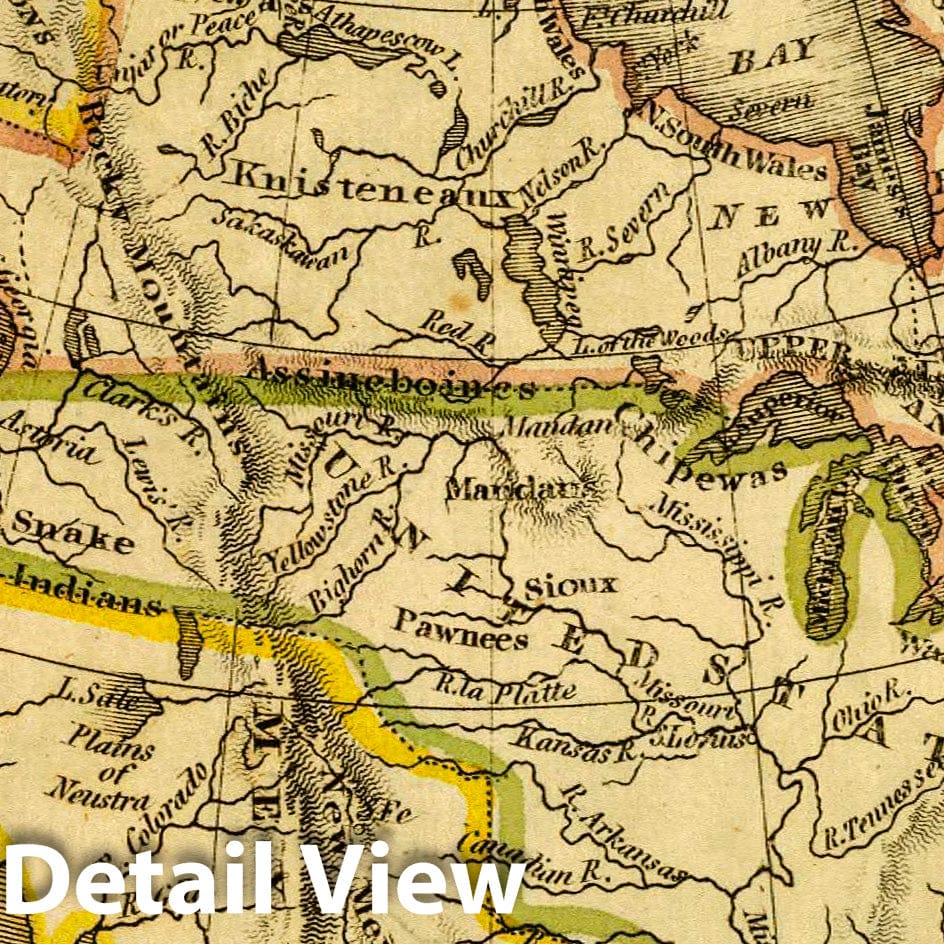 North America - River Map, 1826 - Historical Topographic Print