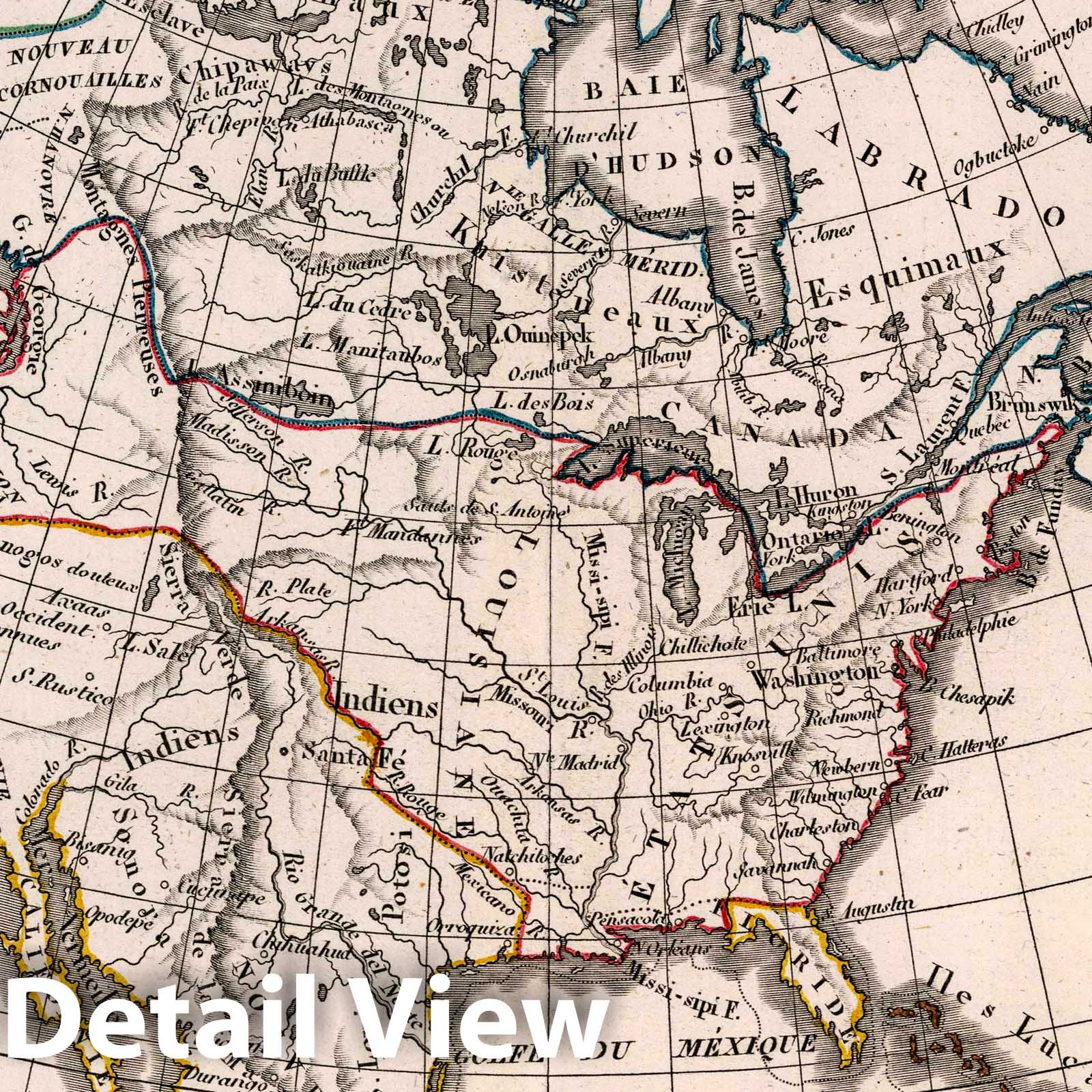 Historic Map : Amerique Septentrionale 1824, 1824 Atlas - Vintage Wall Art