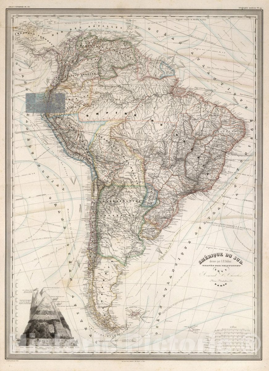 Historic Map : Amerique du Sud : Dresse par A.H. Dufour. Gravee par Ch. Dyonnet, 1864. Armand Le Chevalier, 1864 Atlas - Vintage Wall Art