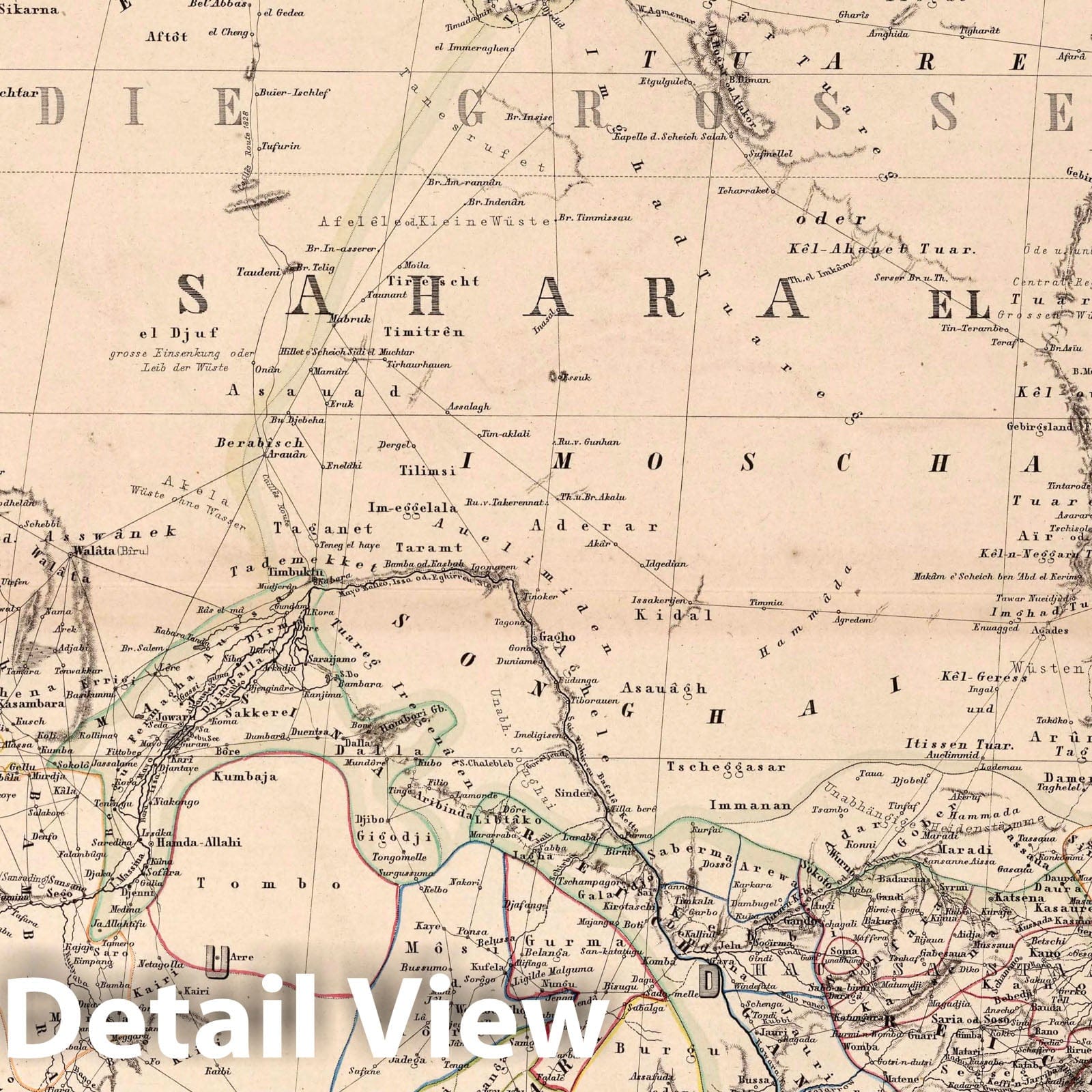 Northwestern Africa - Road Map, 1866 - Historical Map Print
