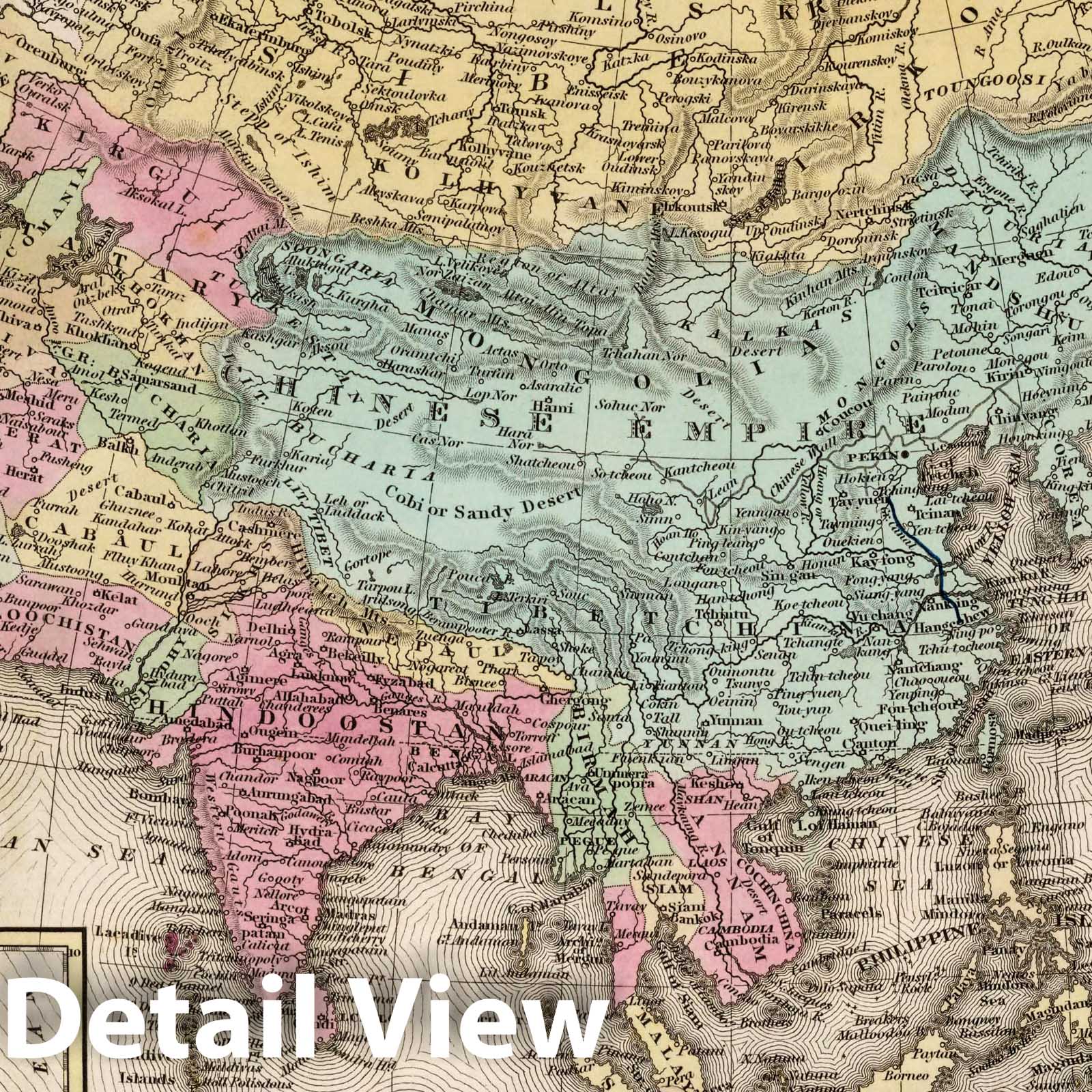 Asia with inset Australia, 1836 - Historical Map Print