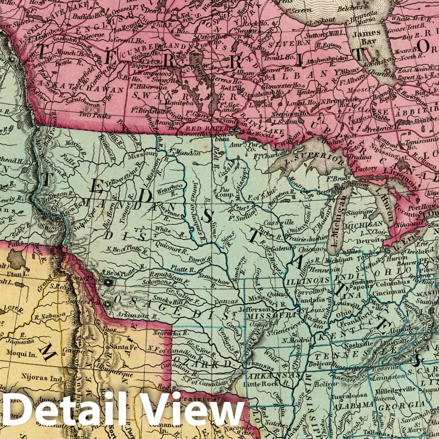 North America, 1836 - Historical Map Print from Tanner's Universal Atlas