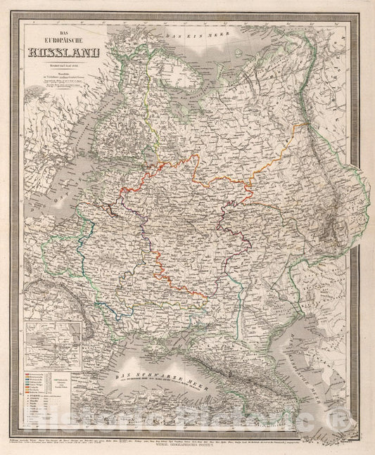 Historic Map : Russia, Das Europaeische Russland. Hand - Atlas Der Erde Und Des Himmels, 1866 Atlas , Vintage Wall Art