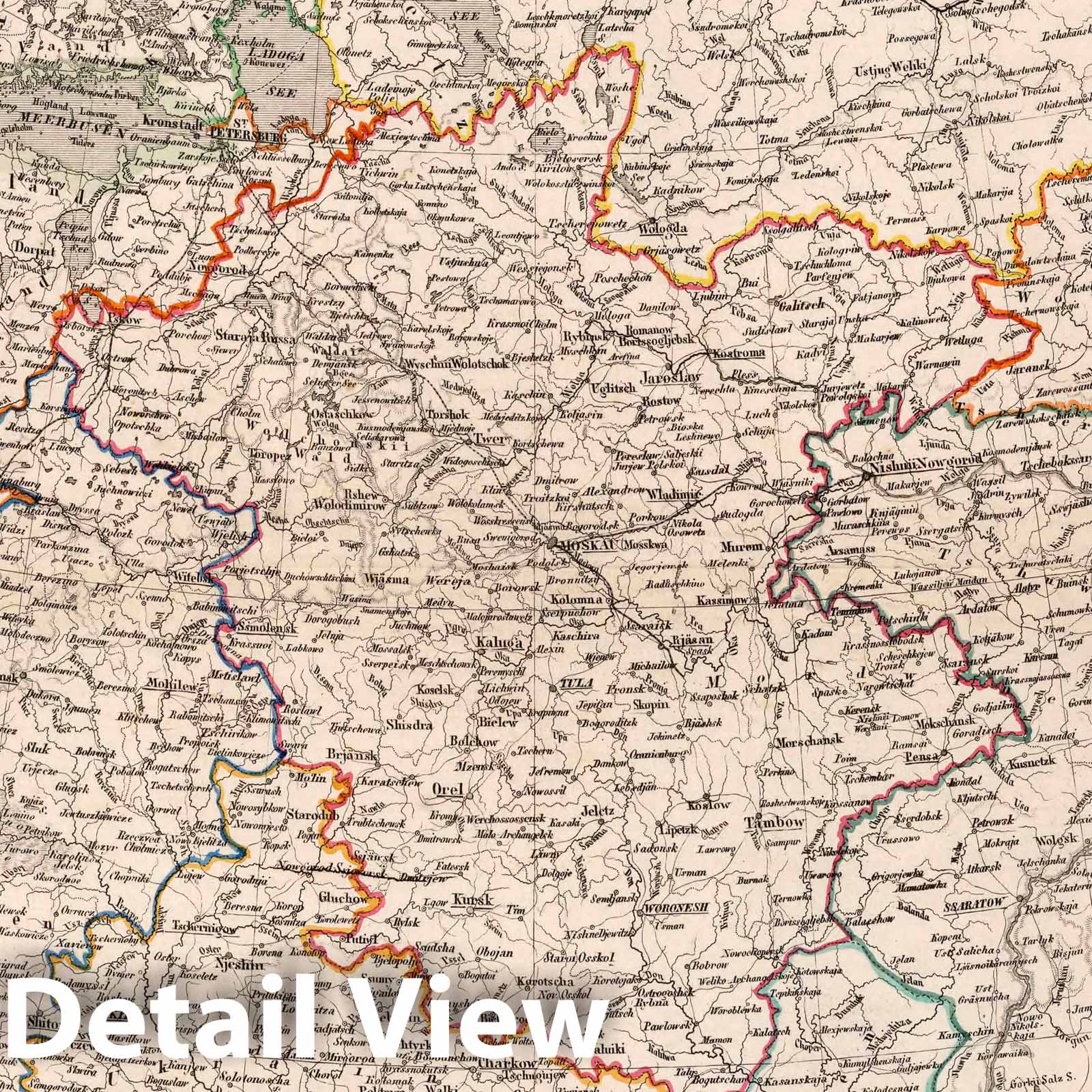 European Russia - Railroad Map, 1866 - Historical Map Print