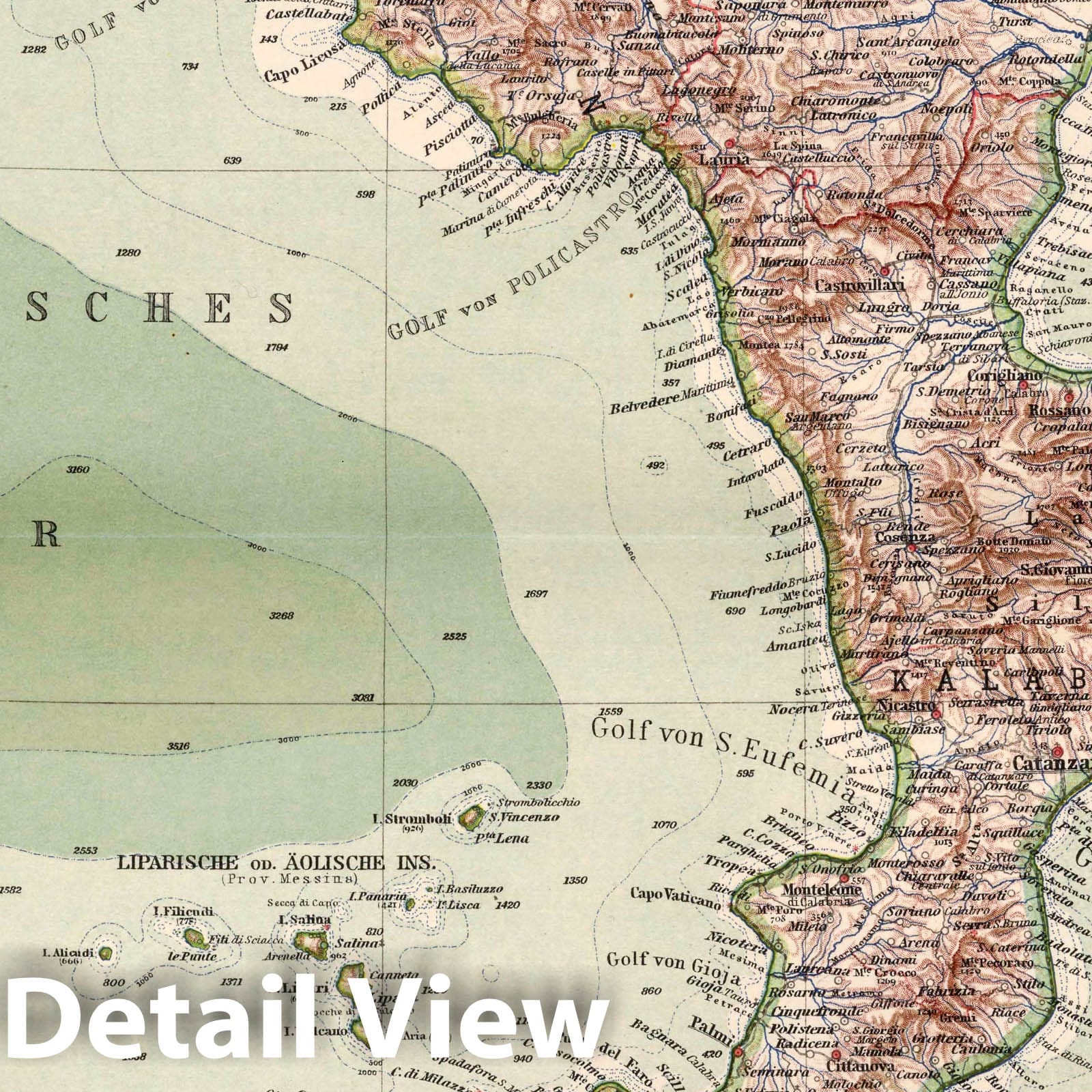 South Italy with Palermo - Plate No. 22, 1925 - Stieler's Atlas Historical Map