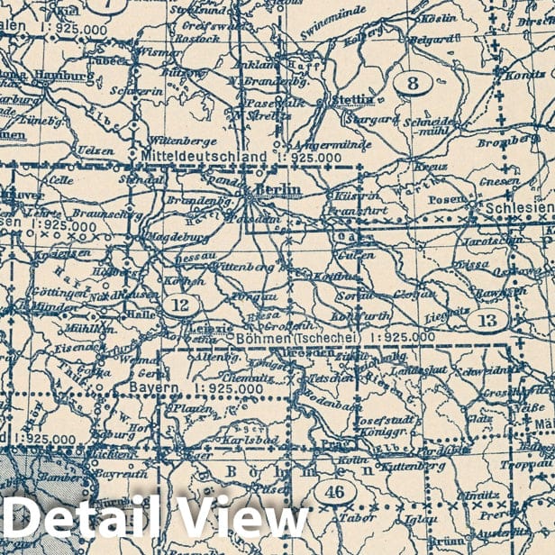 South-Western Germany - Index Map, 1925 - Stieler's Atlas Historical Map Print
