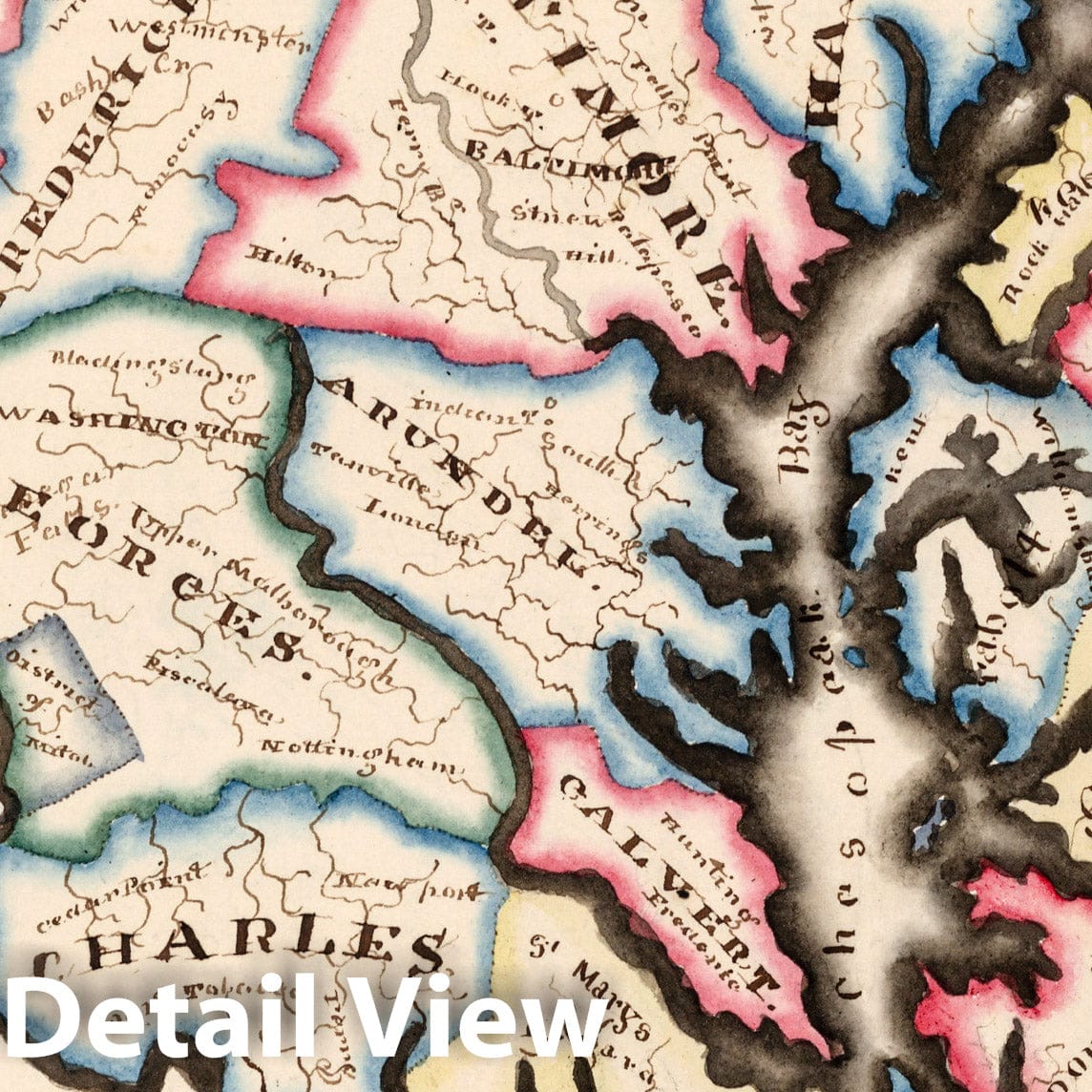 Maryland - River Map, 1819 - Historical Map Print