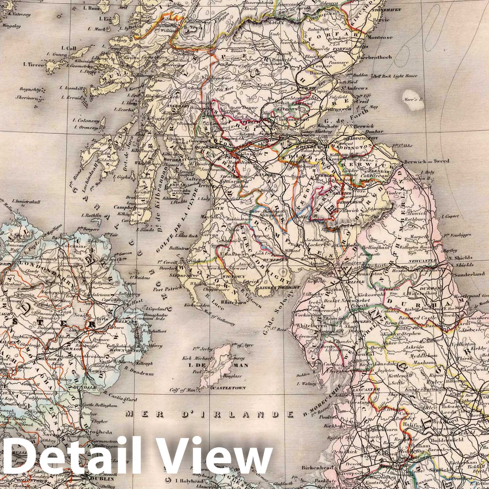 British Isles - River Map, 1863 - Historical Map Reproduction