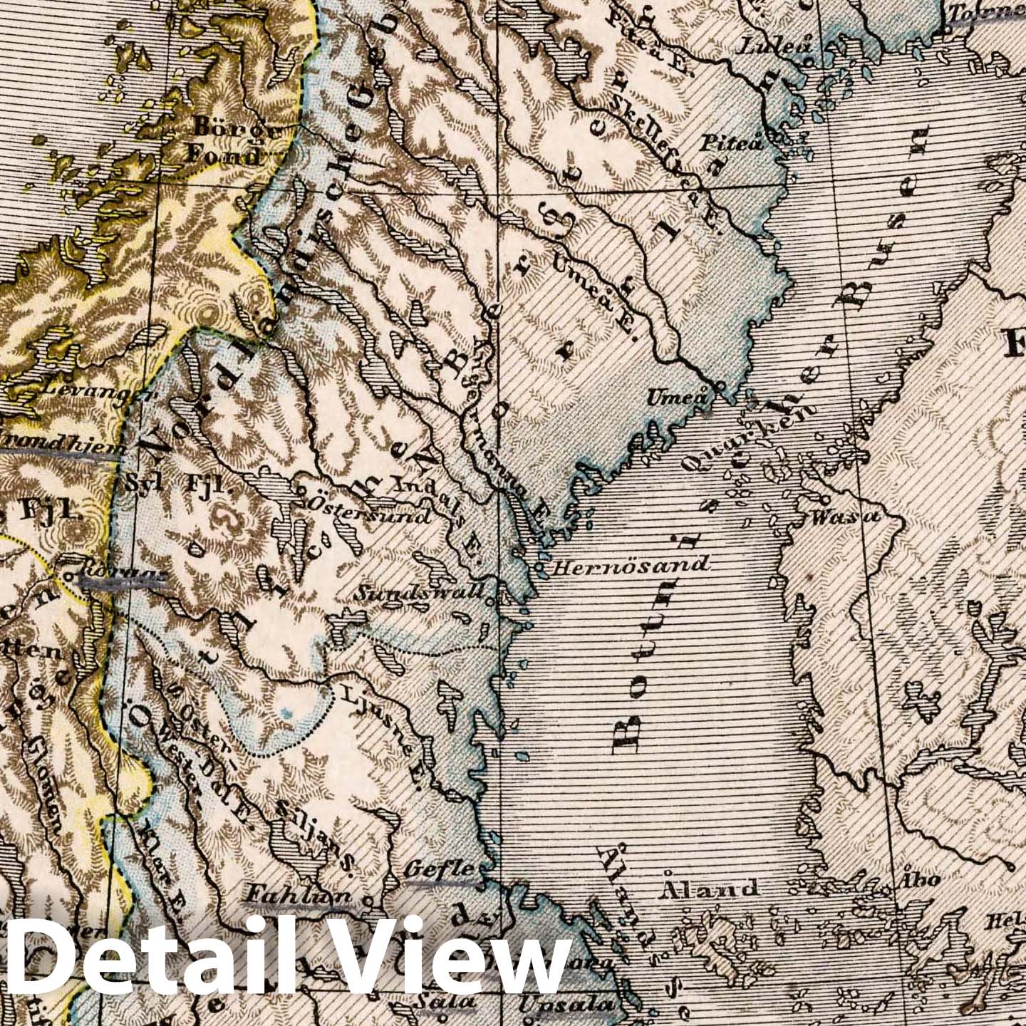Sweden and Norway, 1872 - Historical Map Print