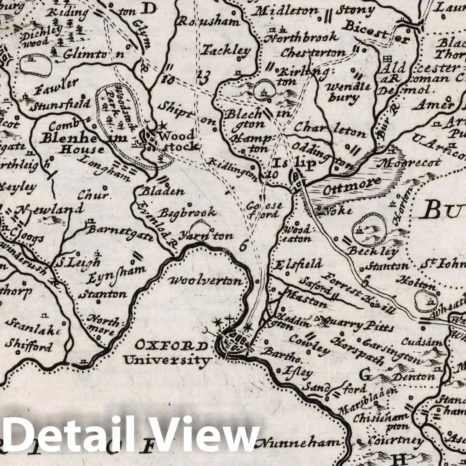Oxfordshire - Road Map, 1724 - Herman Moll Historical Map Print