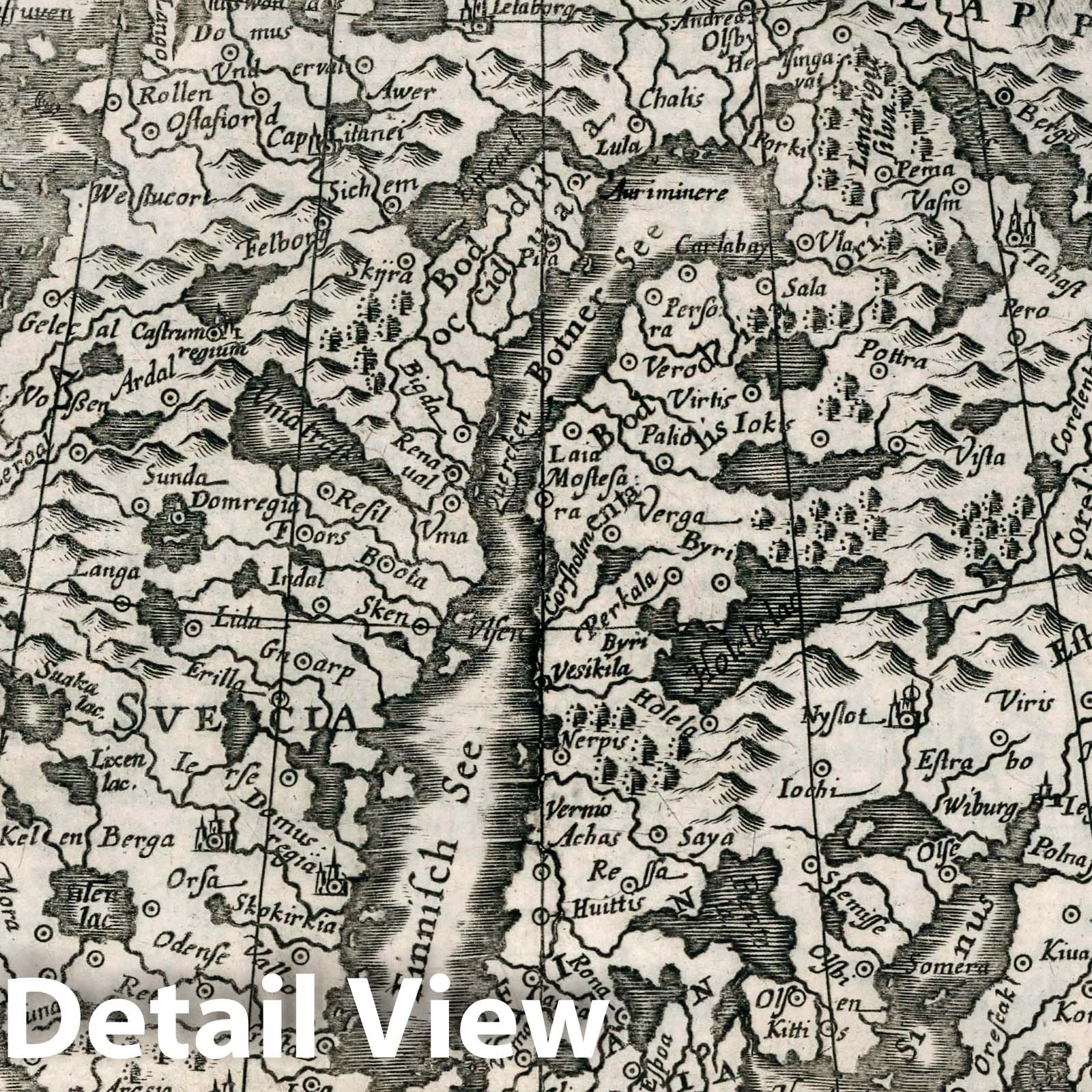 Sweden and Norway - River Map, 1636 - Mercator Atlas Reproduction