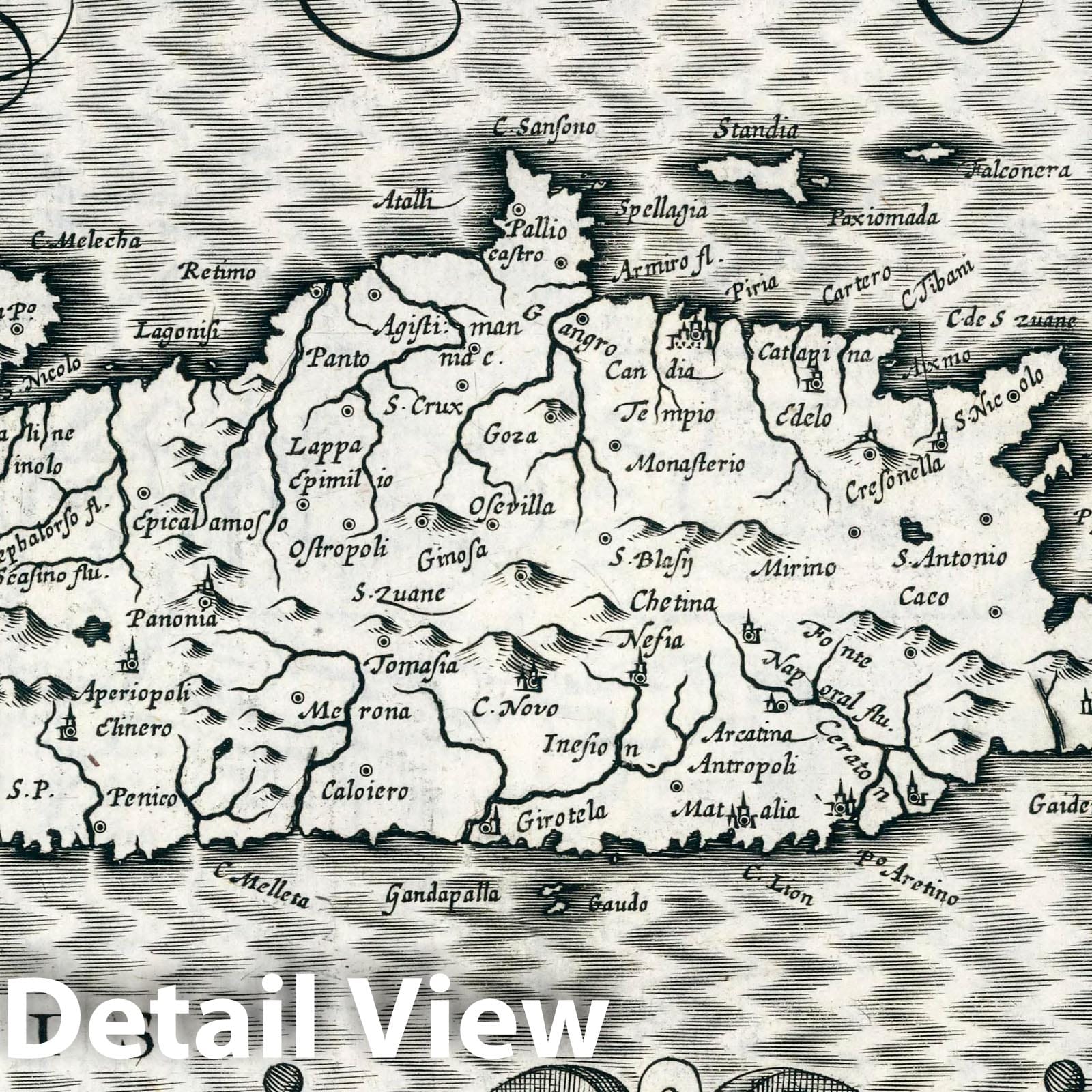 Crete - River Map, 1636 - Historical Map Print