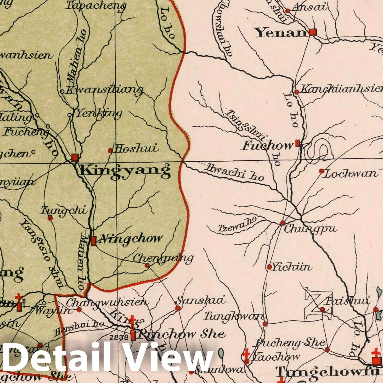 Shensi, China - Railroad Map, 1908 - Historical Map Print