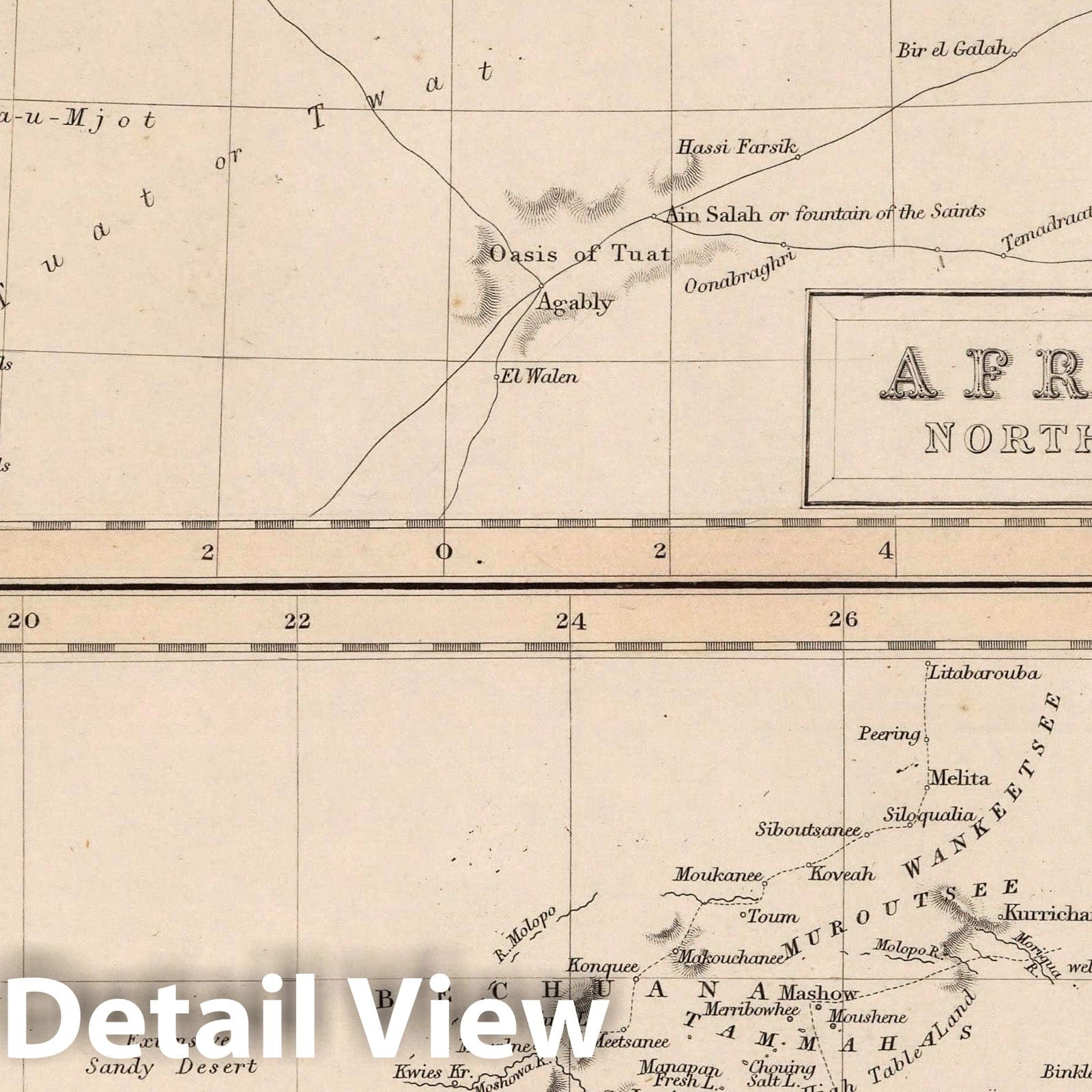 Africa North and South Parts, 1841 - Historical Map Print