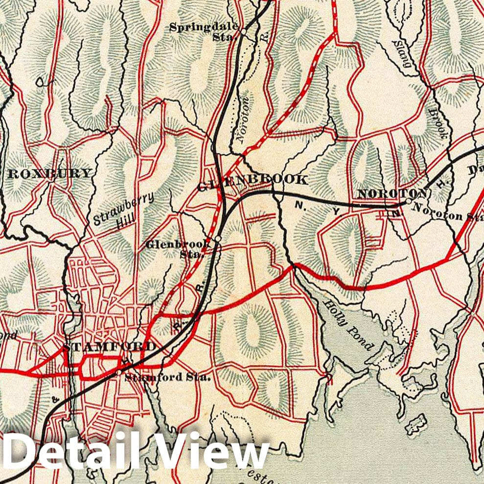 Historic Map : Long Id. Sound-Talmadge Hill-Cos Cob-S. Norwalk., 1895, Vintage Wall Decor