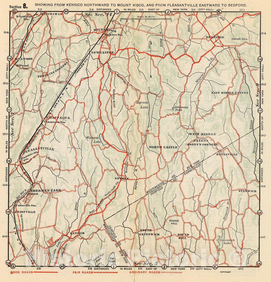 Historic Map : Kensico-Mt. Kisco-Pleasantville-Bedford., 1902, Vintage Wall Decor