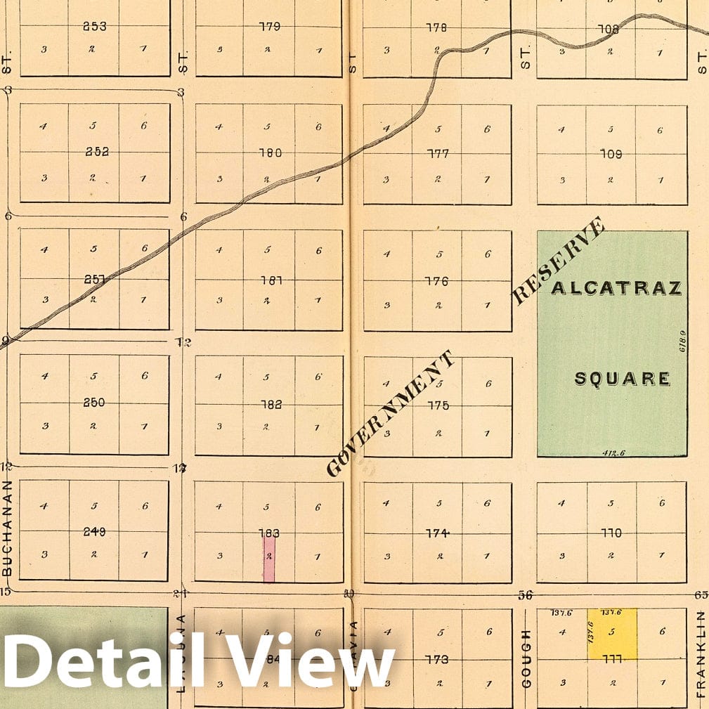 Historic Map : Plat fourteen [San Francisco), 1876, Vintage Wall Decor