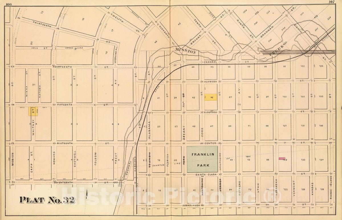Historic Map : Plat thirty-two [San Francisco), 1876, Vintage Wall Decor