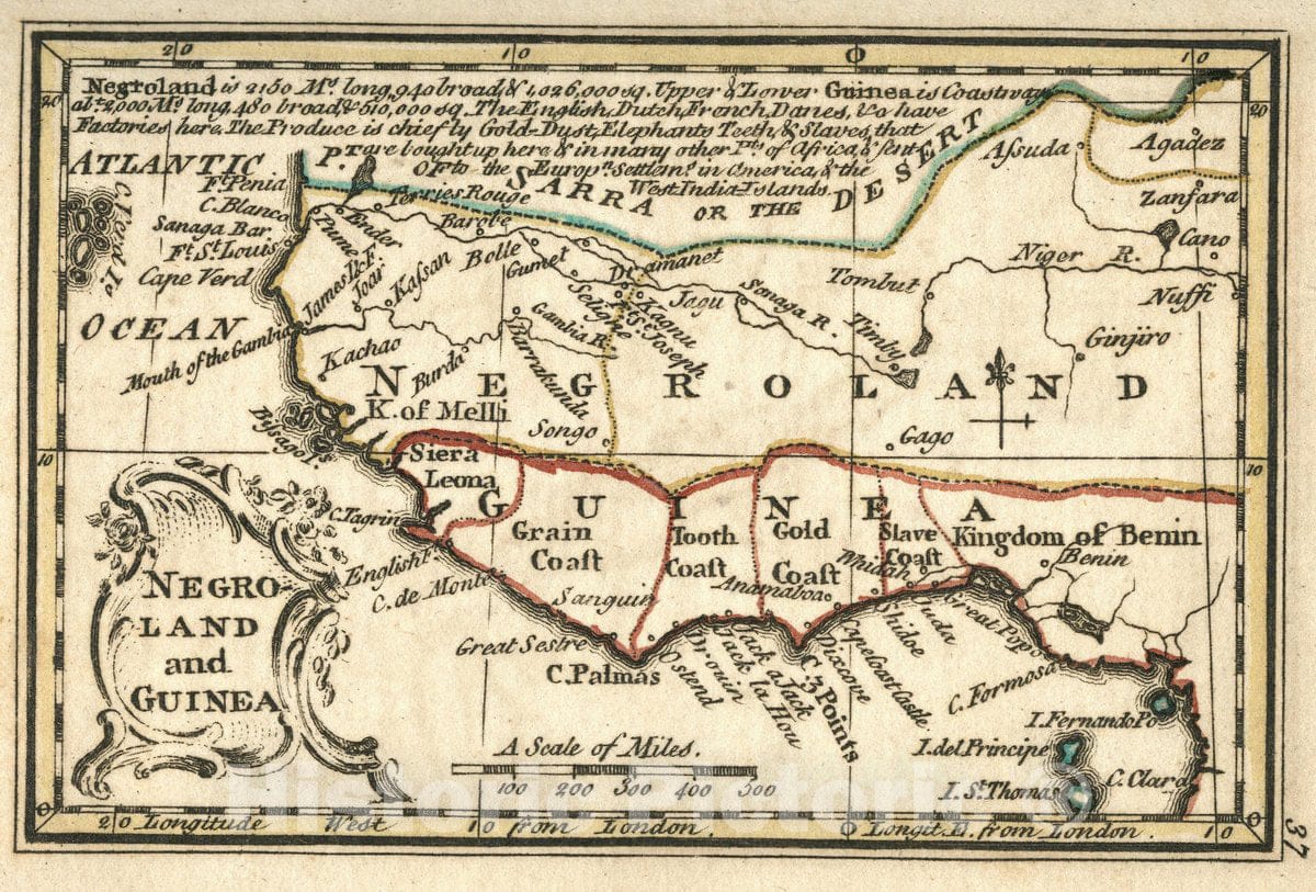 Guinea, 1758 - Historical Map Print from Atlas Minimus