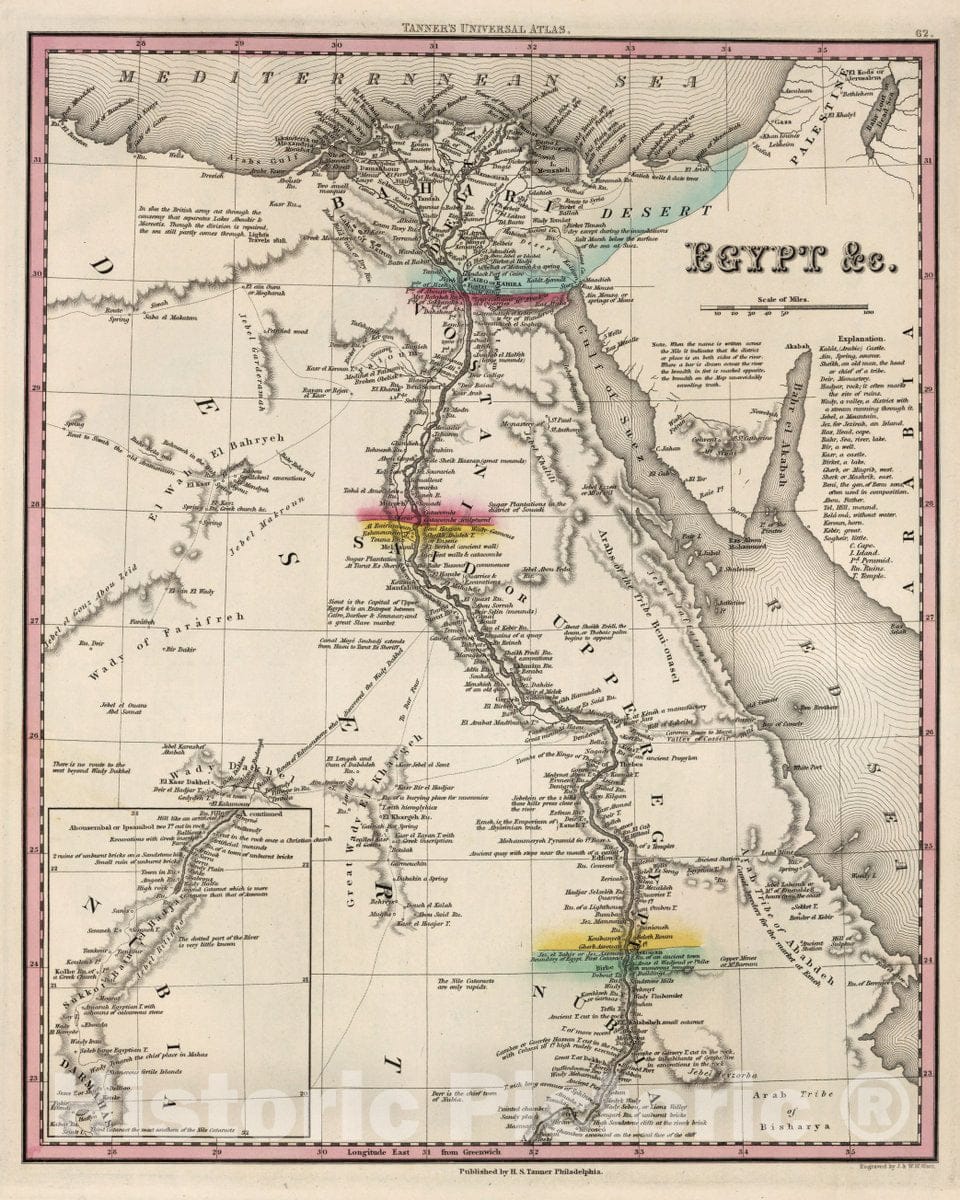 Historic Map : Egypt, 1836 Vintage Wall Art