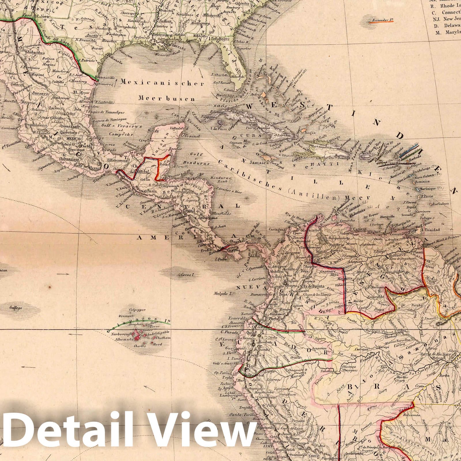America - Road Map, 1865 - Historical Map Print