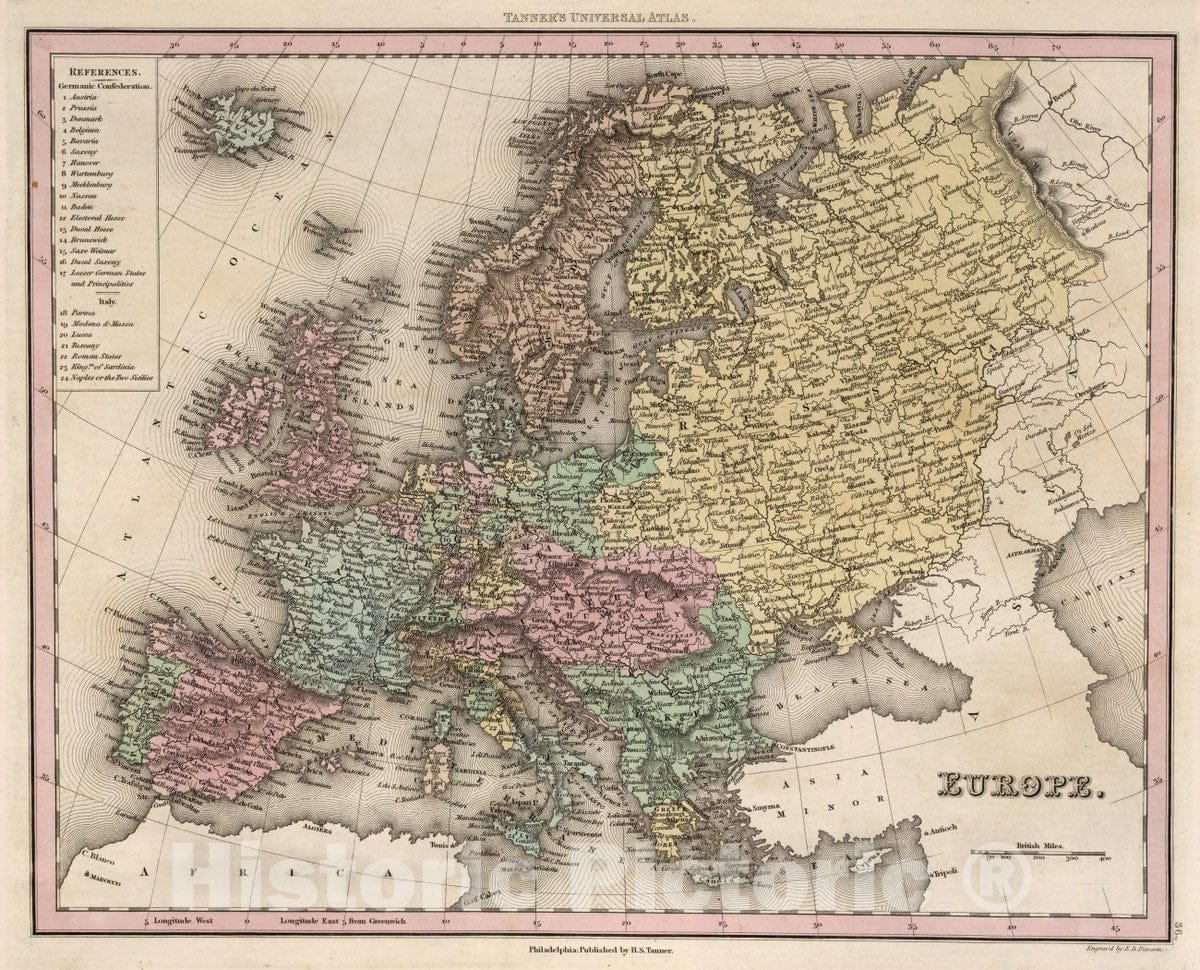 Historic Map : Europe, 1842 Atlas - Vintage Wall Art