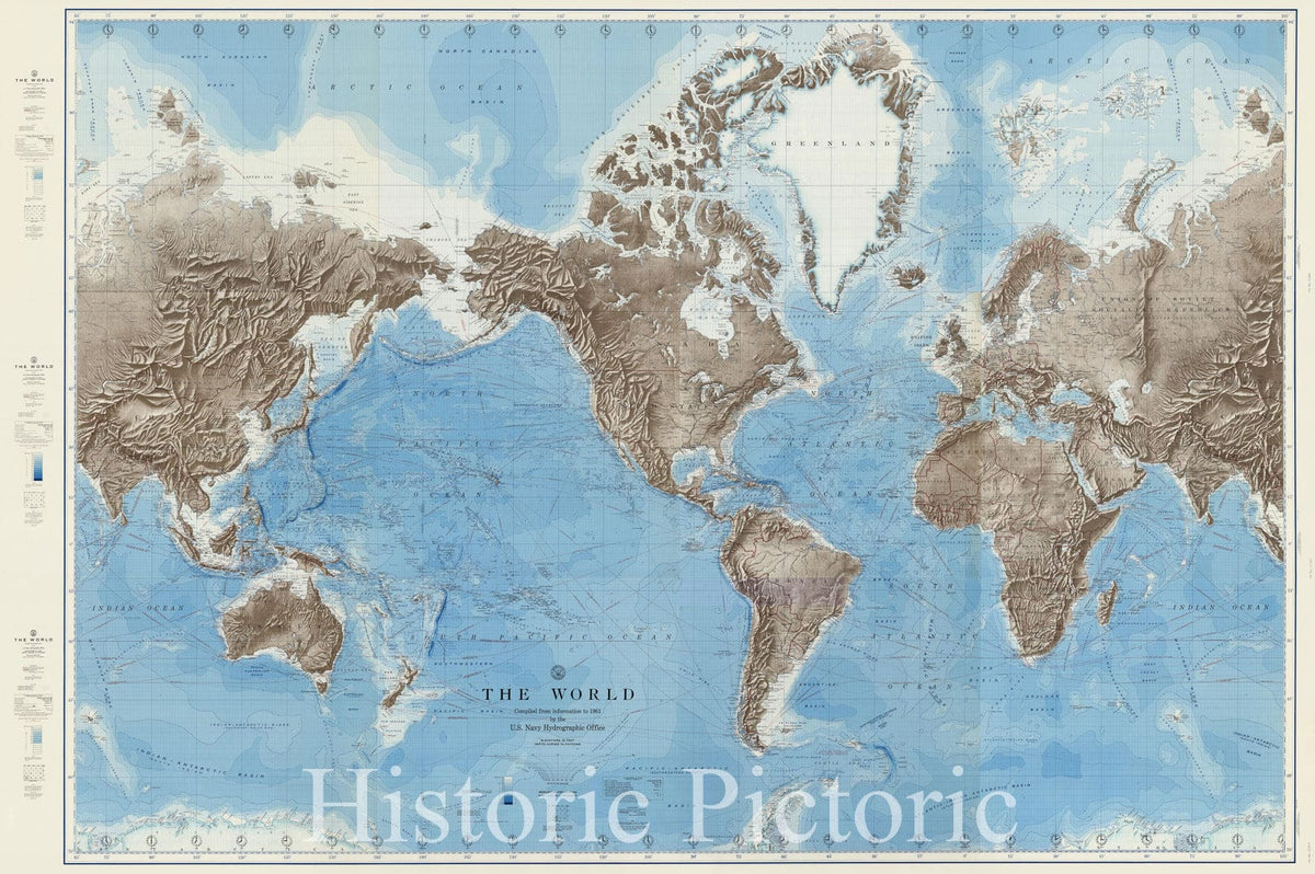 World - Nautical Chart, 1961 - Historical Map Print