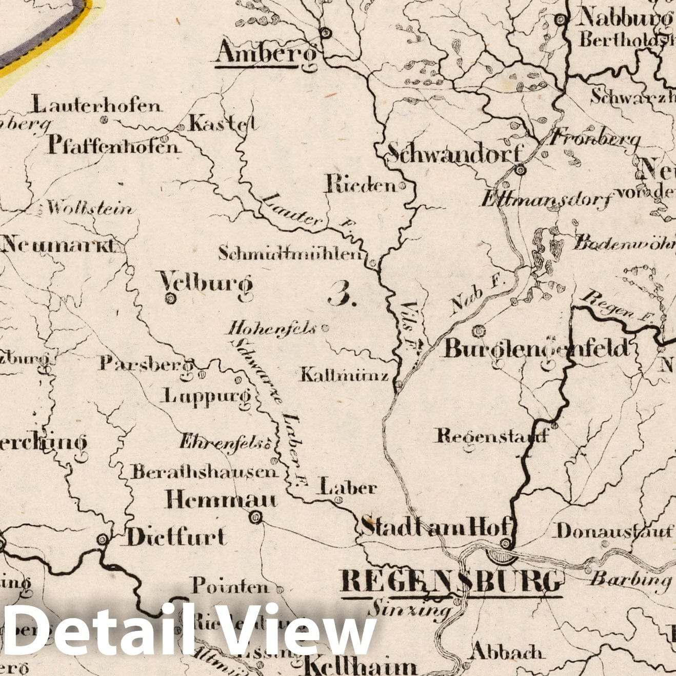 Bavaria - Boundary Map, 1825 - Historical Map Print