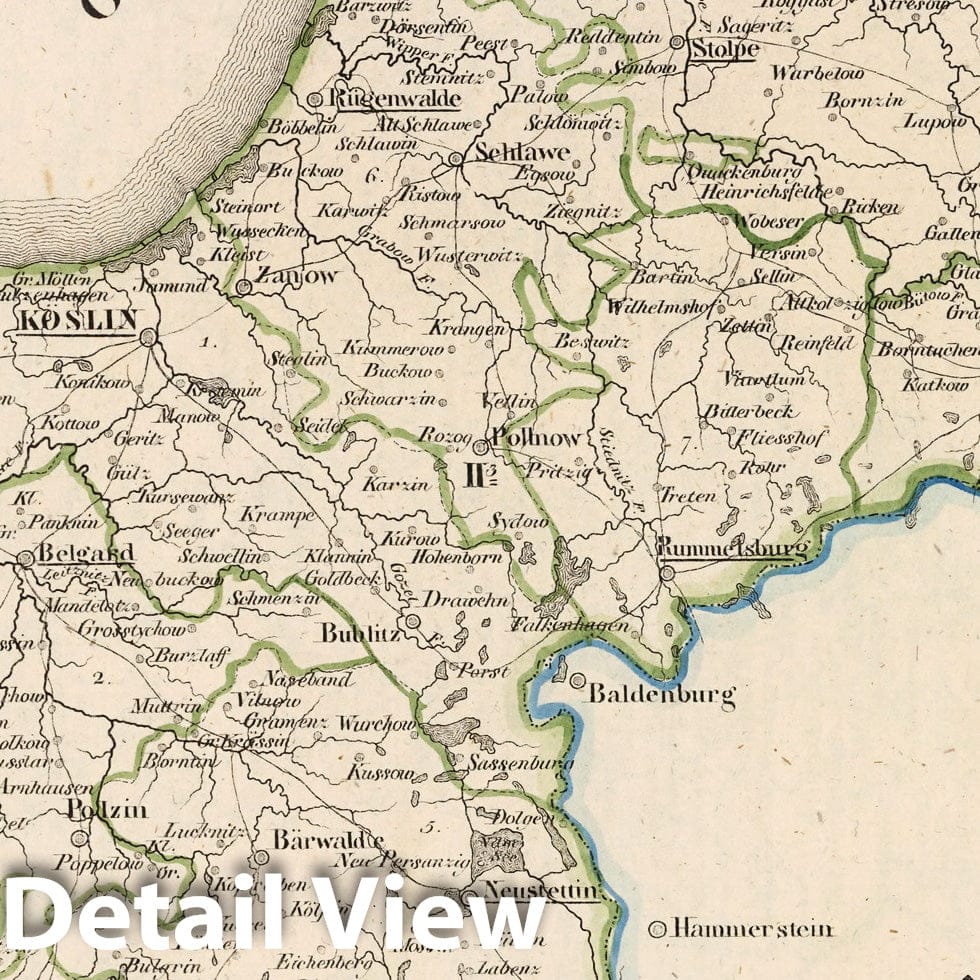 Pomerania, Prussia 1825 Historical Map Print