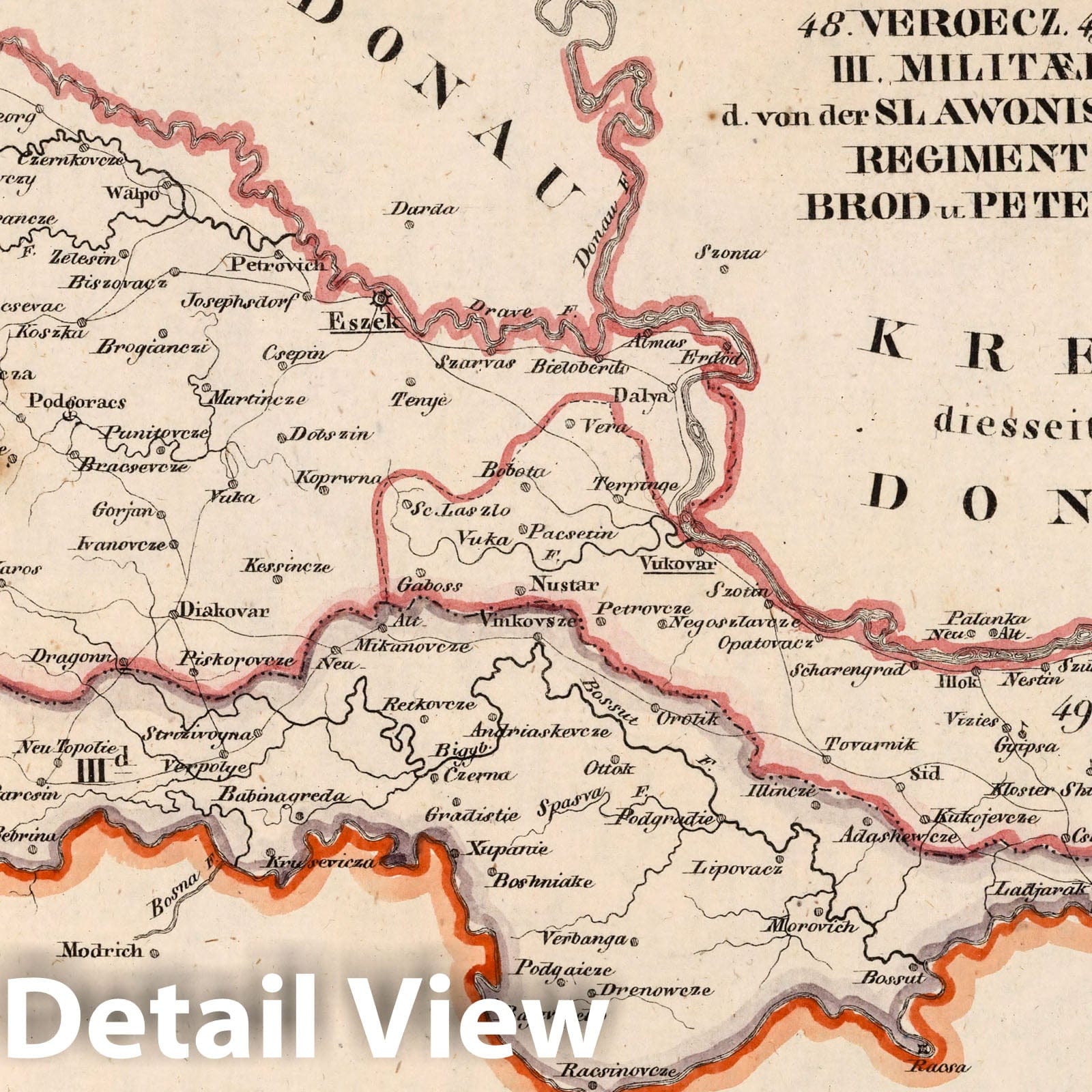 Historic Map : Austria, V.3:11-15:XII: 2. Oesterreich. C. Ungarische erbstaaten, I. Koenigreich Ungarn, III. Militaergrenze, 1828 Atlas , Vintage Wall Art
