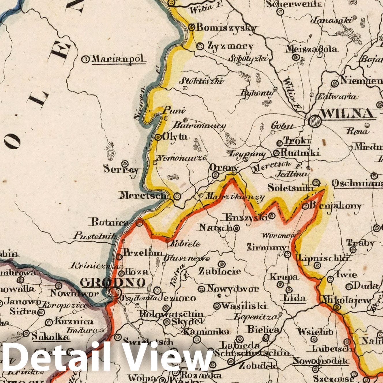 Russia: Vilna, Grodno, Bialystok, 1829 - Historical Map Print