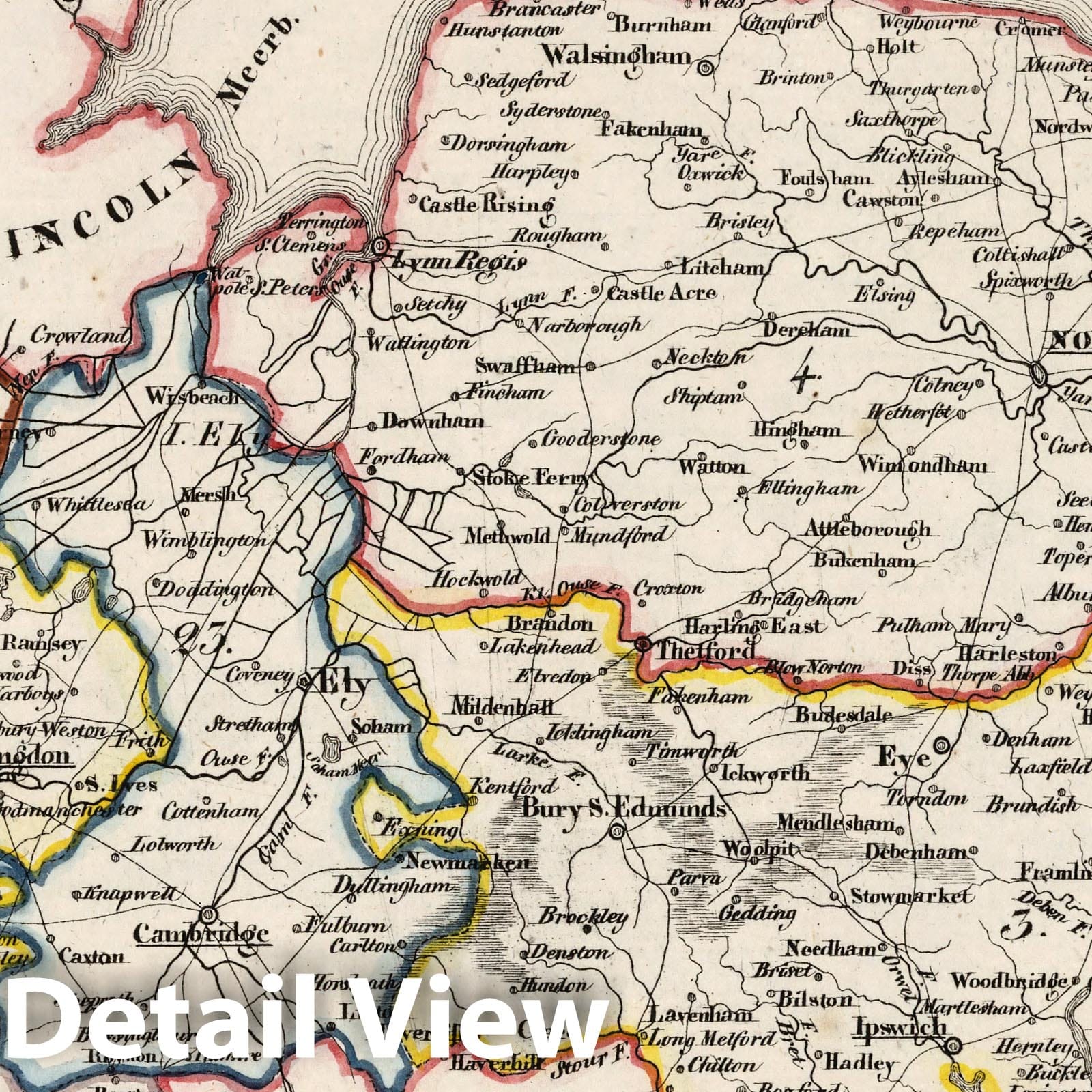 England - Boundary Map, 1830 - Historical Map Print