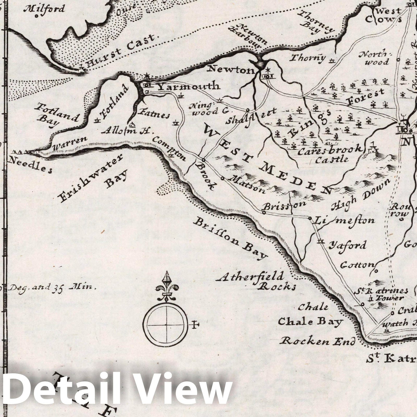 Isle of Wight with Scilly Islands - Road Map, 1724
