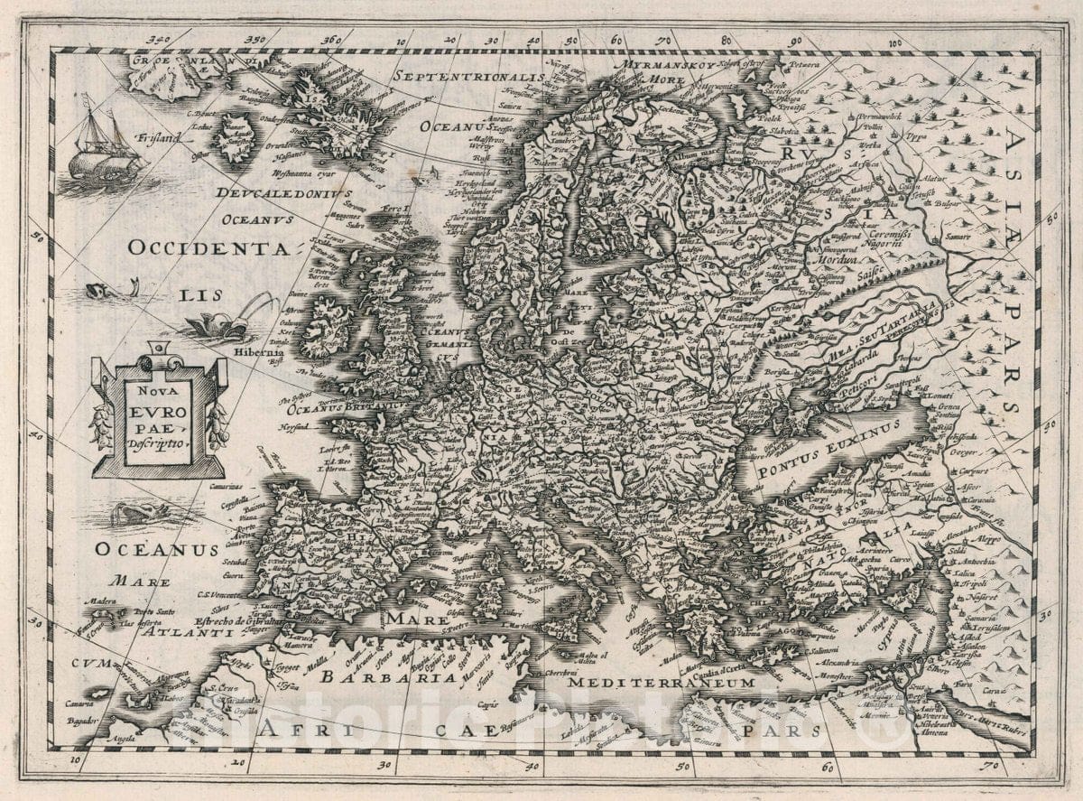 Historic Map : Nova Evropae Descriptio, 1636 Atlas - Vintage Wall Art