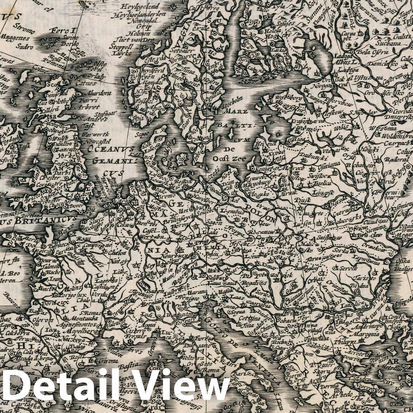 Europe - Boundary Map, 1636 - Historical Map Print