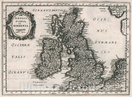 Historic Map : British Isles, Anglia, Scotia et Hibernia, 1636 Atlas , Vintage Wall Art